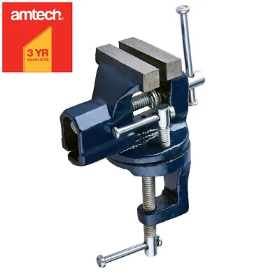 AMTECH® 50mm MINI CLAMP ON SWIVEL BASE BABY BENCH VICE FOR TABLE WORKBENCH DESK • £9.46