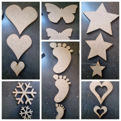 £8.99 • Buy Wooden MDF Shapes Hearts Stars Butterfly Bunting Craft Embellishments Decoration