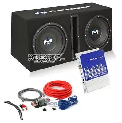 Magnum MB210SP 1200W 10  Loaded Sub Enclosure W/ Mono Amp + 8 Gauge Amp Kit • $239.95