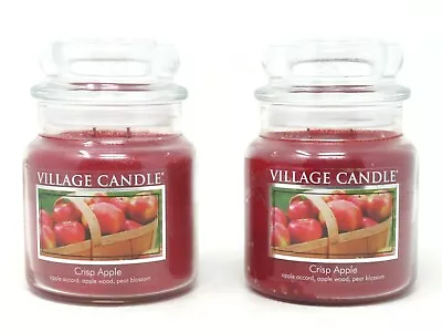 (2) Village Candle Crisp Apple Scent 2 Wick 13.75oz Glass Premium Jar Candle Red • $27.01