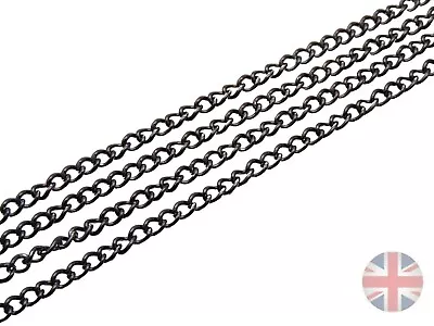 2 Metres Of Gun Metal Black Colour Chain 4mm X 3mm Jewellery Beading Craft A271 • £2.89