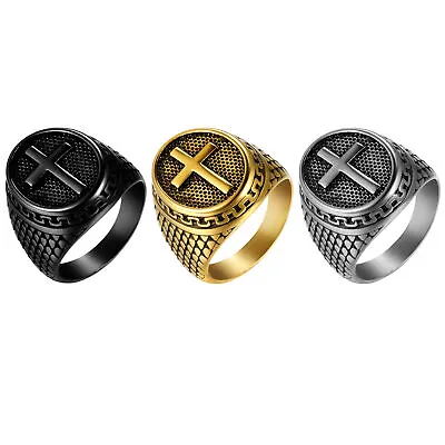 JewelryWe Christian Jesus Holy Cross Stainless Steel Prayer Ring Band Size 7-15 • $10.99