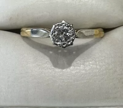 18ct Yellow Gold And Platinum Singular Diamond Ring  • £400