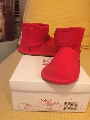 New In Box Red Faux Suede Ankle Boots Infant Size 4 BIN • $14.99