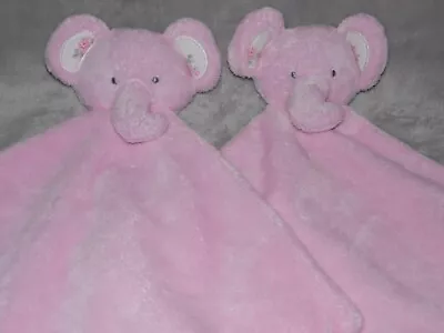 Asda Elephant Comforter Soft Toy TWO George Pink Blankie Floral Ears • £14.45