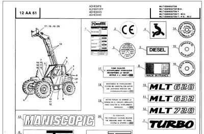 Manitou MLT728 Parts Catalog • £29.99