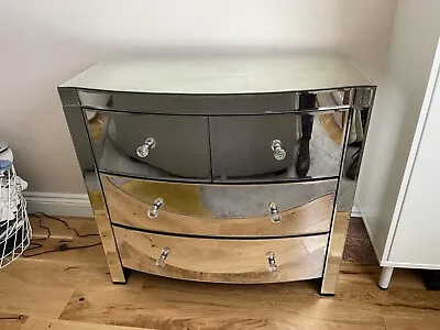 Canzano Mirrored Bedroom Furniture: Bedside Dressing Table Chest Of Drawers • £60