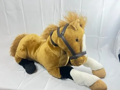 Vintage E J Classic Plush Horse W/ Halter Brown White Black Stuffed Animal 28” • $44.99