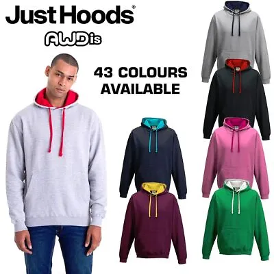 AWDis Just Hoods Varsity CONTRAST HOODED SWEATSHIRT Two Tone Colour Hoodie JH003 • £16.99