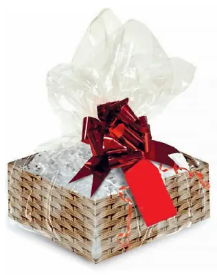 Make Your Own Hamper Wicker Basket Cellophane Wood Shred Bow Easter Gift Set Kit • £10.99