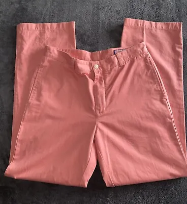 VINEYARD VINES Men's Club Pants 32 X 32 Coral Pink Flat Front Cotton Chino Pant • $12