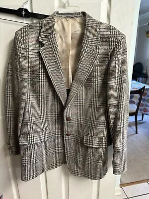 Vnt 60s Man In Wool USA Coat Blazer Suit Jacket Men's 40 Chest Sz L Herringbone • $28