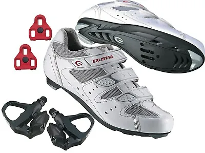 EXUSTAR Road Bike Bicycle Cycling Shimano SPD SL Look Shoes + Sealed Pedals • $114.95
