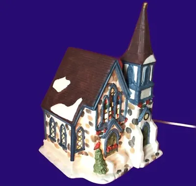 $24.75 • Buy Christmas Village Lighted Church Porcelain Cmi 9 3/4  1996 Vintage Lighted
