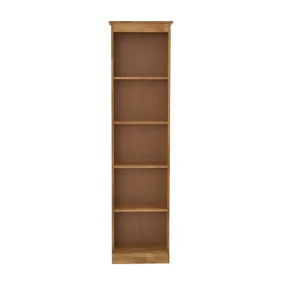 Solid Pine Tall Slim Bookcase Wooden Narrow 5 Shelves Book Shelf Display Unit • £76.99