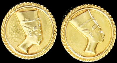 $44.54 • Buy VTG Earrings SIGNED BEN-AMUN EGYPTIAN REVIVAL NEFERTITI 1980's