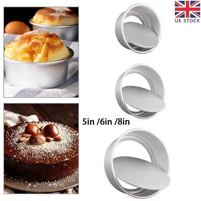Round Cake Tin 5/6/8 Inch Loose Base Bottom Deep Baking Pan Tier Wedding Party • £5.93