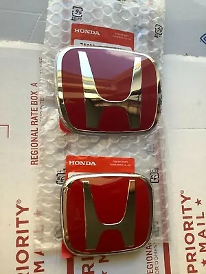 06-11 Honda Civic 2DR Coupe JDM RED H Type R - Front Rear Emblem 2PCS Set EX SI • $42.99