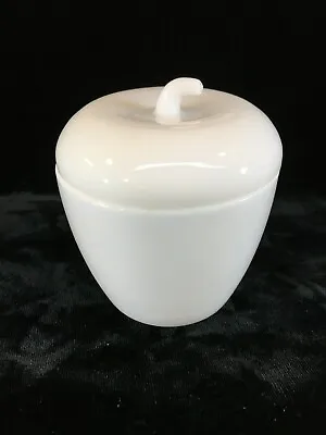 Vintage Hazel Atlas White Milk Glass Apple Shaped Jam/Jelly Jar W/Lid • $15.99