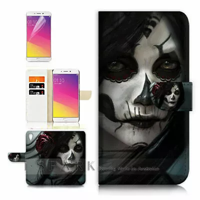 Sugar Skull TPU Phone Wallet Case Cover For Optus X Start 2 - 31036 • $13.99