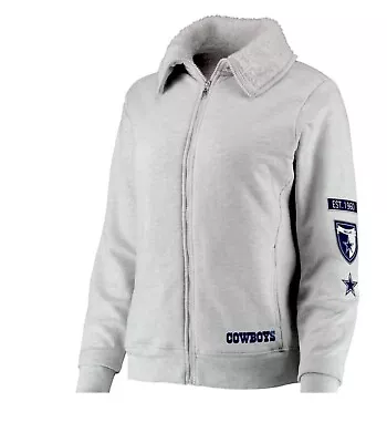 🆕 Dallas Cowboys By Erin Andrews Medium Women Fleece Full Zip Gray Jacket • $50.99