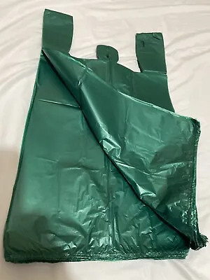 Bags 1/6 Large 21 X 6.5 X 11.5 Green T-Shirt Plastic Grocery Shopping Bags • $8.99