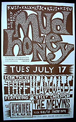 MUDHONEY Kennel Club 1990 CONCERT POSTER Thee Headcoats MELVINS Minty! Nirvana • $100