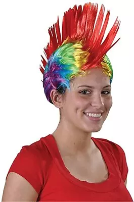 $8.99 • Buy Unisex Rainbow Mohawk Wig - Groovy Costume Accessory Ages 5 And Up