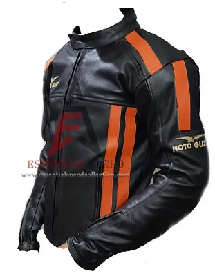 Moto Guzzi Racing Motorbike Leather Jacket In Cow Hide/5 Ce Approved Protectors • $167.72