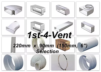 £12.95 • Buy 6 , 220 X 90 Flat Channel Rectangular Plastic Ducting Extractor Fan Bath Kitchen