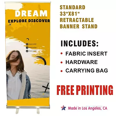 Custom Premium 33inch X 81inch Retractable Roll Up Banner Stand With Padded Bag • $89.99