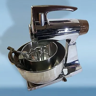 Vintage Sunbeam Mixmaster MCM Mid Century Kitchen Atomic Mixer Chrome/Brown 12sp • $169