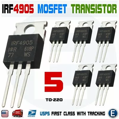 5pcs IRF4905 IRF4905PBF MOSFET Transistor FET P-Channel 55V 75A 200W USA • $4.52