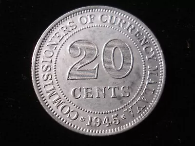 1945 Malaya 20 Cents - George VI Silver Coin (SA03) • $8.33