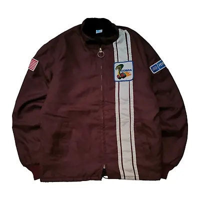 Vintage 70's Ford Mustang Cobra Shelby Fur Lined Maroon Racing Jacket • $300