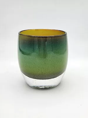 GLASSYBABY HUDSON Glass Votive Candle Holder 174 Ombre Blue Green Brown • $85