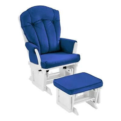 Suite Bebe Victoria Traditional Wood Glider And Ottoman In White And Navy • $241.79