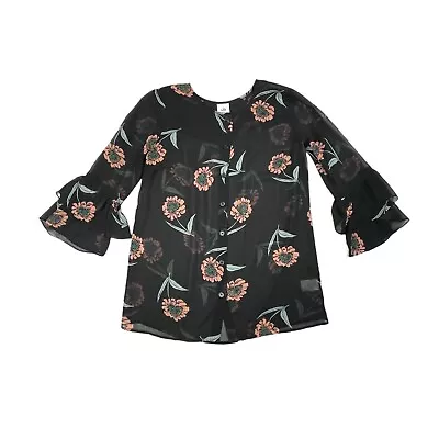 Cabi La Di Da Blouse Black Floral Womens Size XS • $13.99