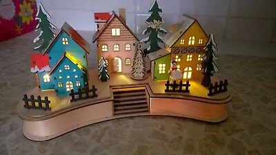 Light Up Balsa Wood Christmas Scene Decoration • £10