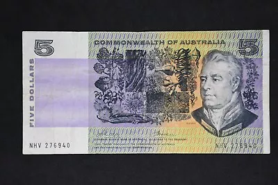 $299 • Buy Australia $5 Five Dollars Banknote - Phillips Wheeler R204 Missing Colour