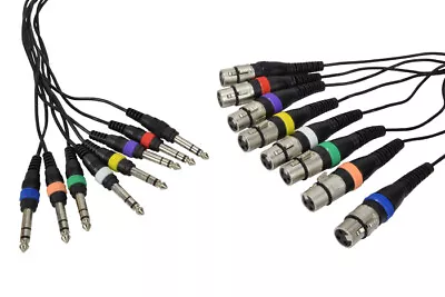 8 Way XLR Female To Stereo Jack Patch Lead Loom 3m • £18.95