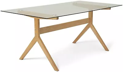 Habitat Zela Glass 6 Seater Dining Table - Natural • £206.99