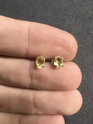 $5 • Buy .6g Vintage Sterling Silver 925 Citrine Gold Wash Stud Earrings Jewelry Lot D