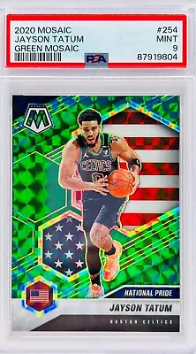 Jayson Tatum 2020-21 Panini Mosaic Green Prizm #254 Boston Celtics PSA 9 • $24.95