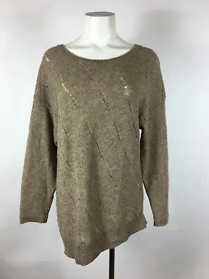 VINCE -  Brown YAK WOOL Relaxed Eyelet Woven Pullover Sweater S • $28