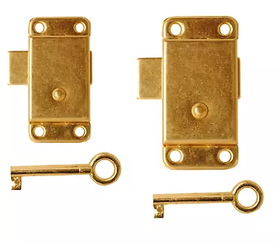 £3.79 • Buy Brass Wardrobe Lock & Key 50mm Or 63mm Cupboard Drawer Cabinet Door Catch Lock