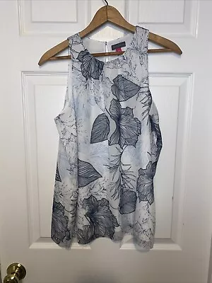 Vince Camuto Blouse Blue Floral Sleeveless Blouse Top Shirt Small 1310-R • $7.95