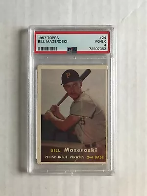 1957 Topps #24 Bill Mazeroski Pittsburgh Pirates HOF RC Rookie Card PSA 4 VG-EX • $79.95