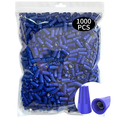 1000 Pcs Electrical Wire Connectors Nuts Blue Screw Springs Caps Wire Twist Ter • $29.42