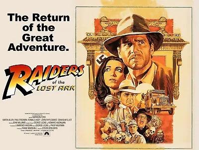 RAIDERS OF THE LOST ARK 1981 Quad Poster Print 30x40  INDIANA JONES HarrisonFord • £24.99